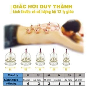 bảng kích thước 12 ly giác hơi